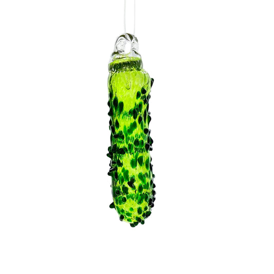 Kitras Glass Green Pickle Christmas Ornament