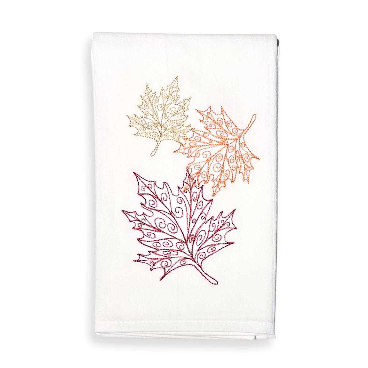 Lace Leaves Tea Towel Red, Orange, Gold