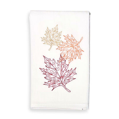Lace Leaves Tea Towel Red, Orange, Gold