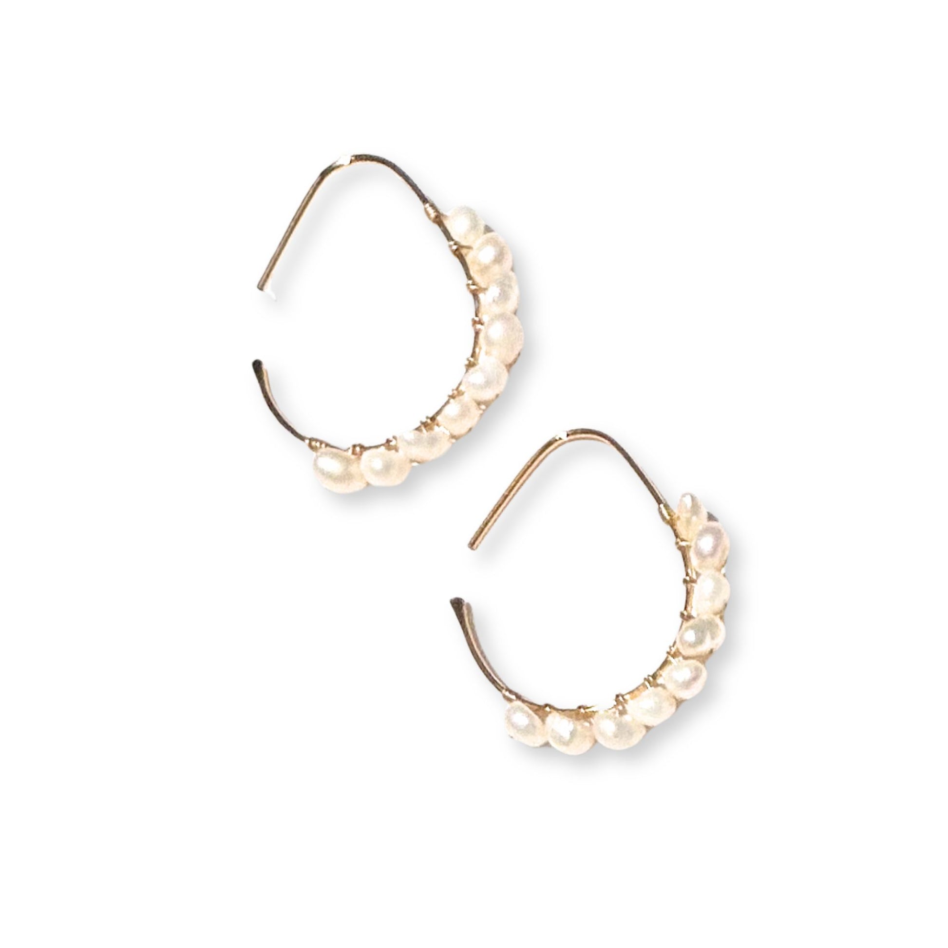 League Hoop Earrings with Gold and Pearls