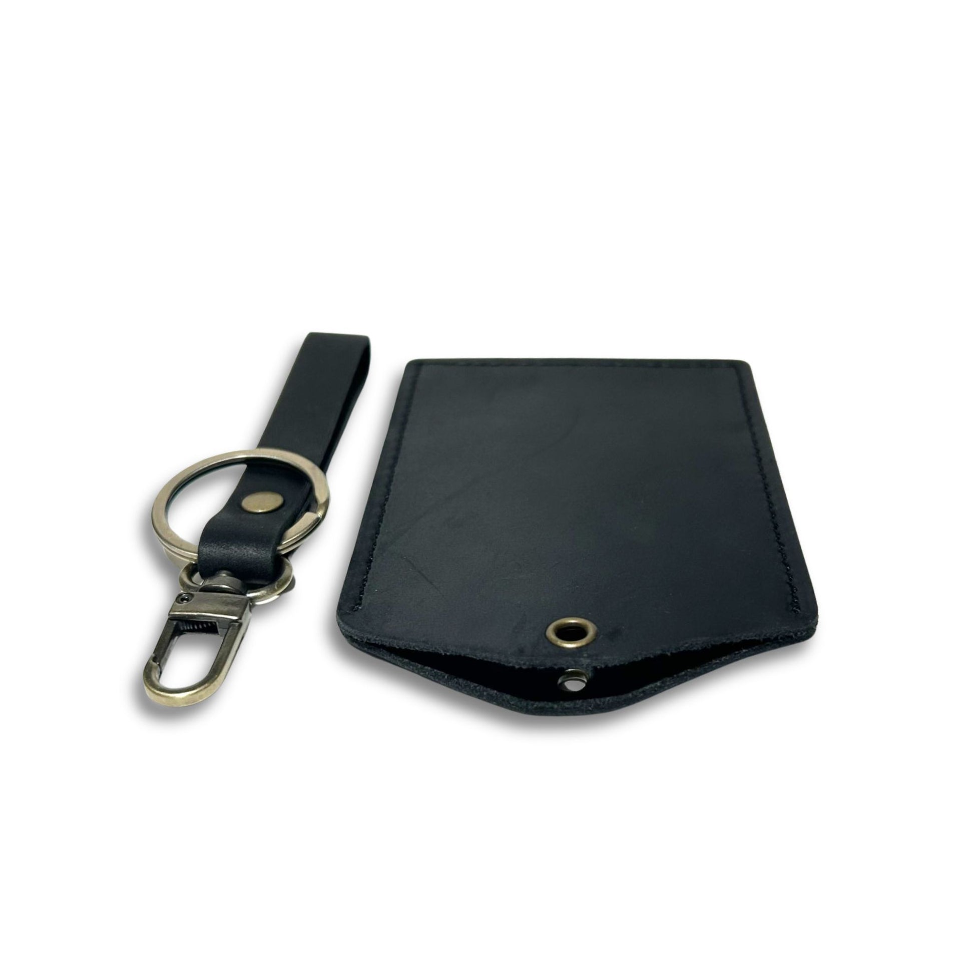 Leather Luggage Tag - Black Crazy Horse