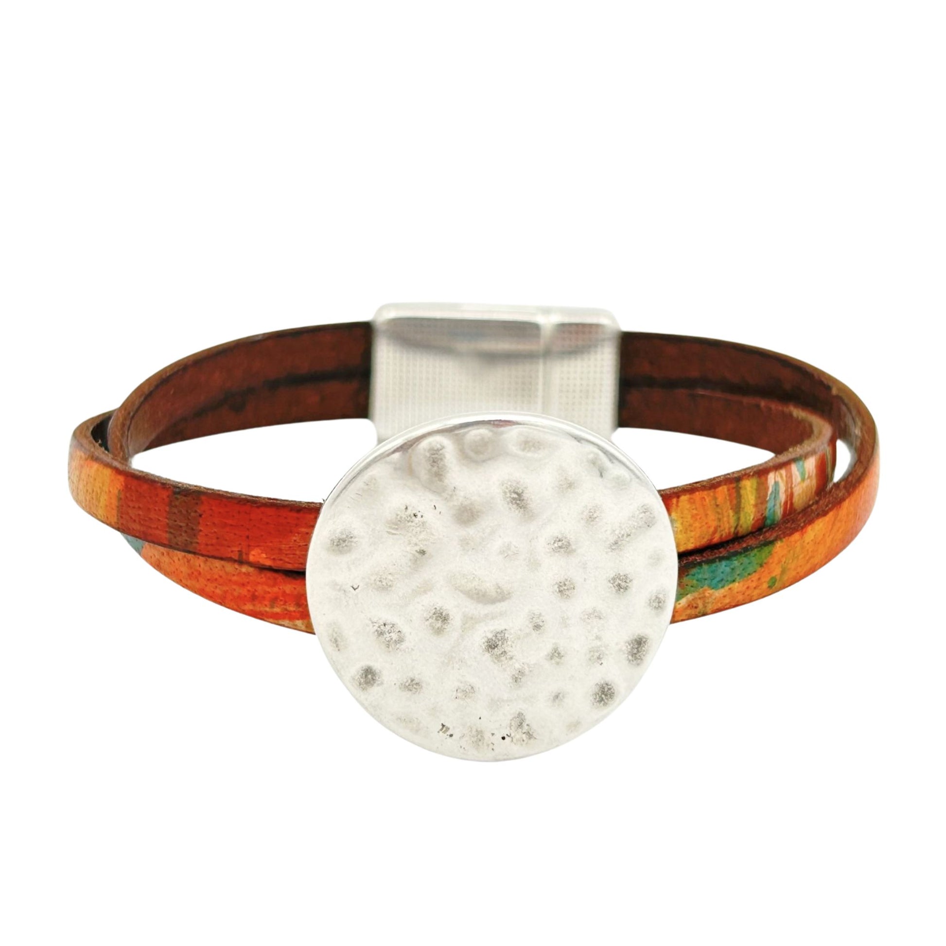 Leather Concho Bracelet - Colorful Canyon - Small Size