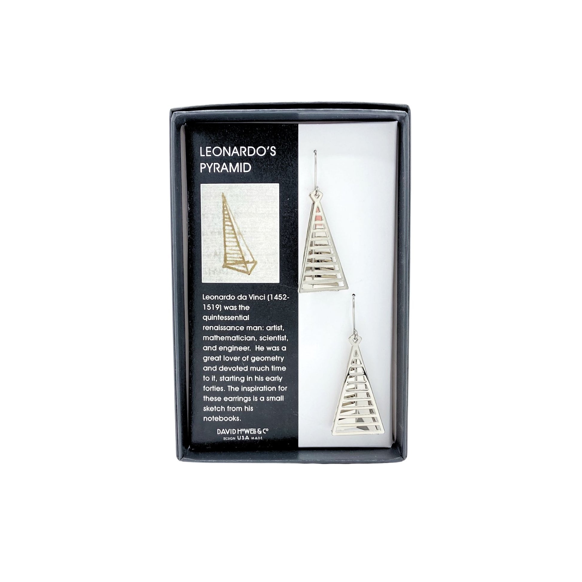 Leonardo's Silver Pyramid Earrings