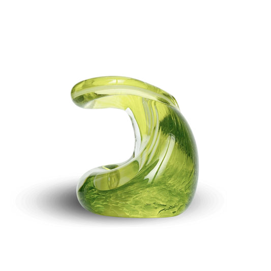 Lime Green Swirl Pen Holder Glass Gift