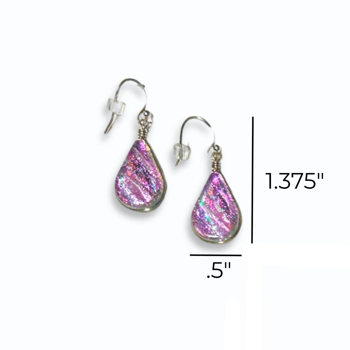 Lotus Earring - Pink Dichroic Glass