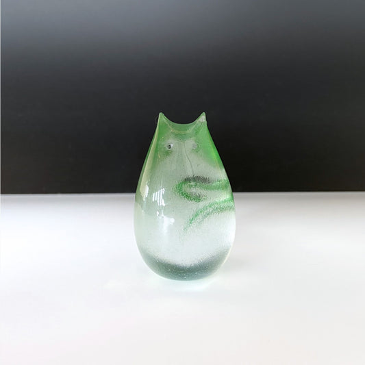 Love Cat handblown glass cat celadon