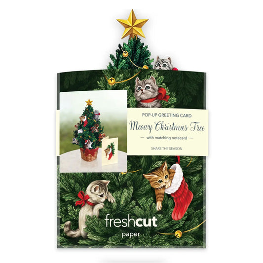 Meowy Christmas Tree - Pop up  mini Card