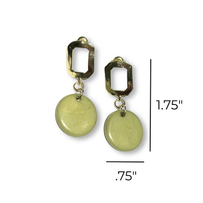 Mid Mod Green and Gold Stud Earrings