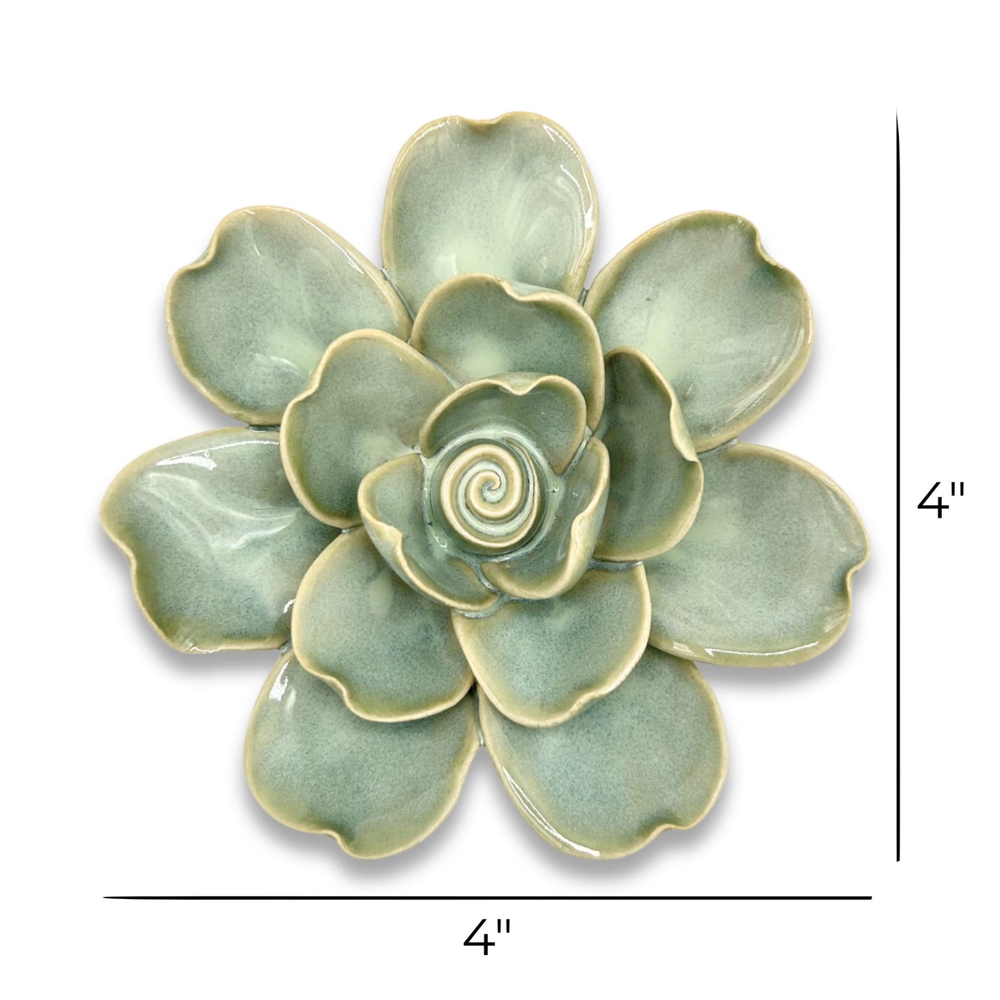 Milk Teal Ceramic Flower for Hanging Wall Art Decoration