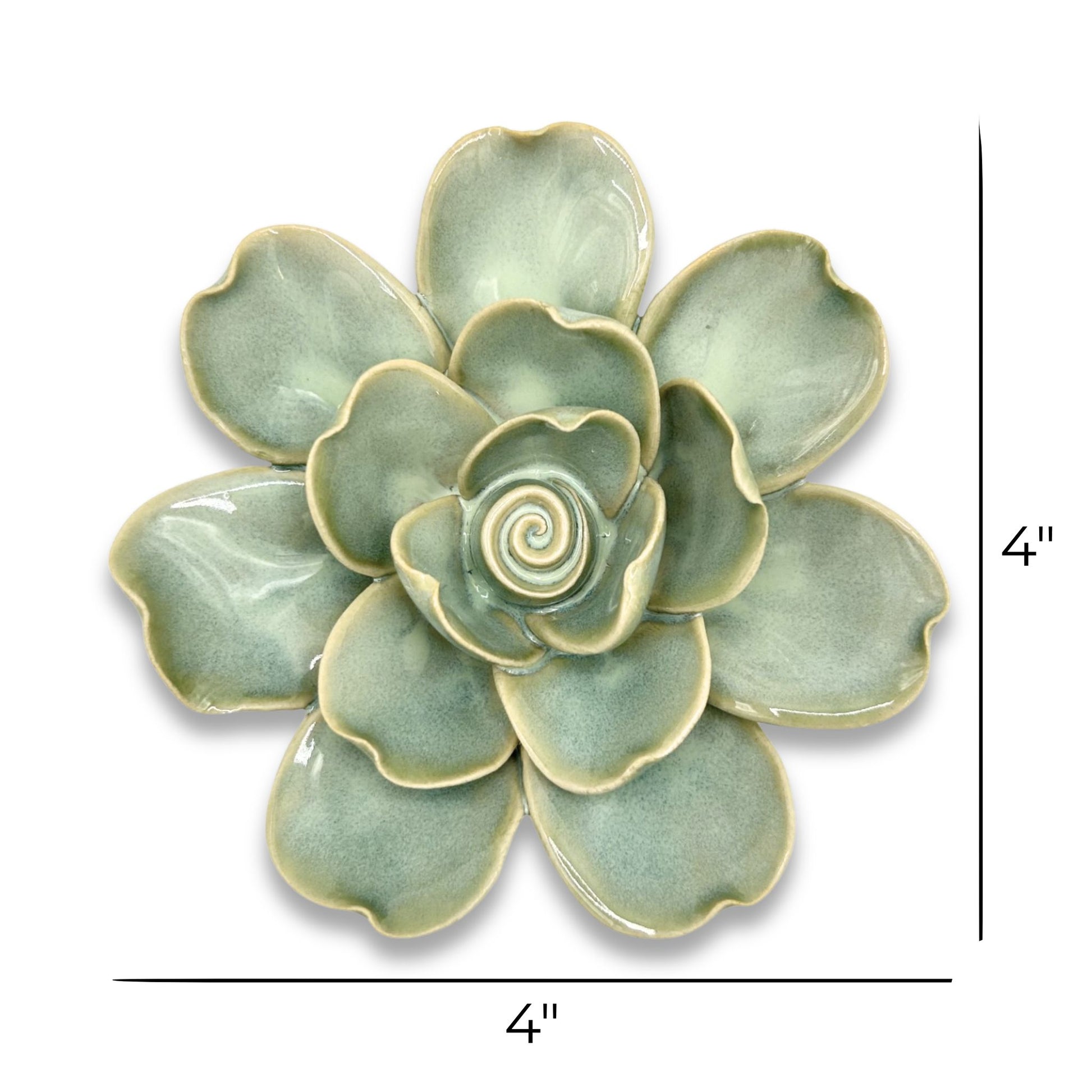 Milk Teal Ceramic Flower for Hanging Wall Art Decoration