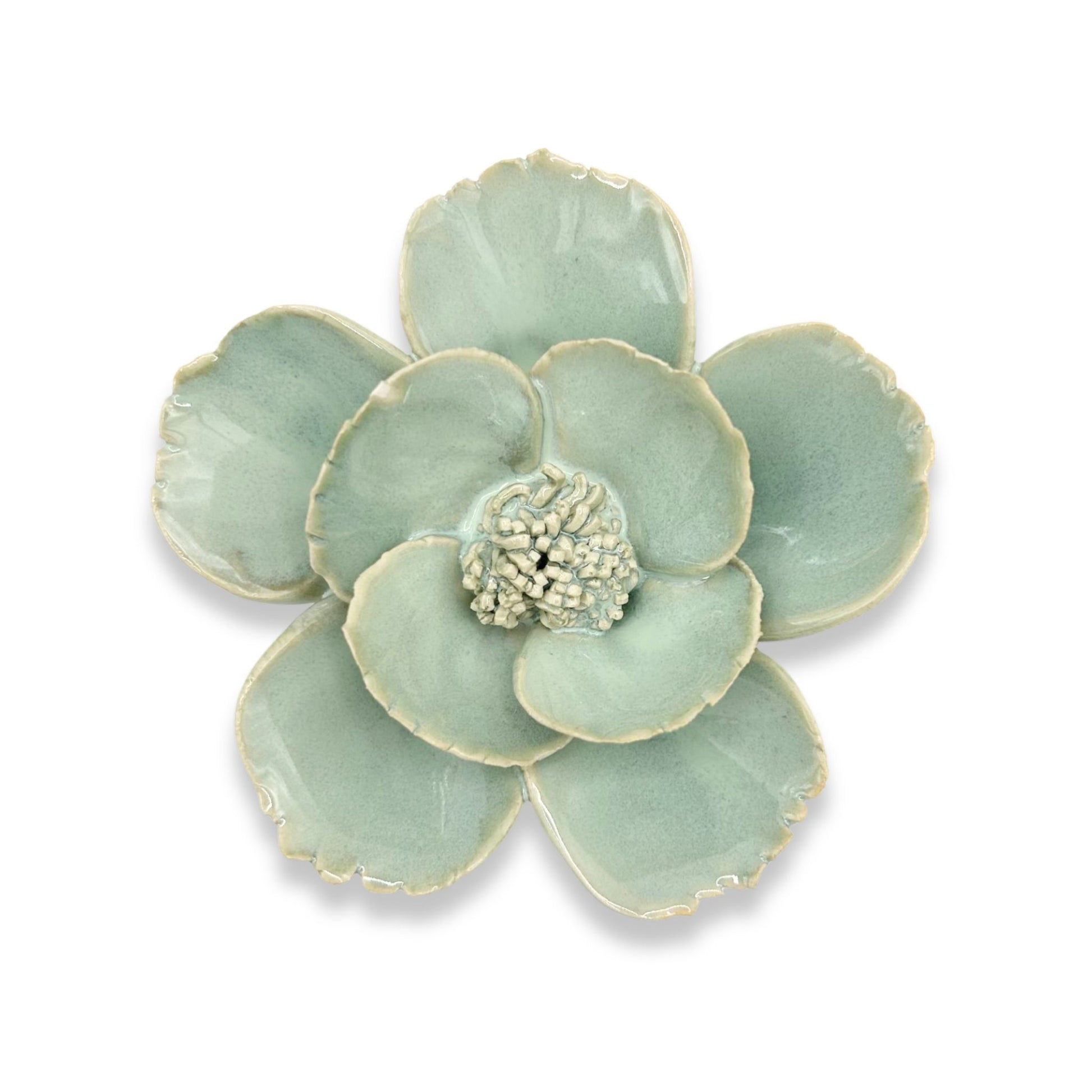 Milk Teal Poppy Ceramic Flower