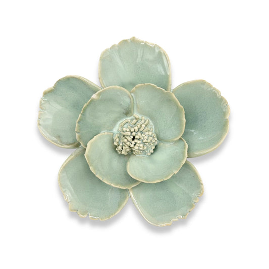 Milk Teal Poppy Ceramic Flower