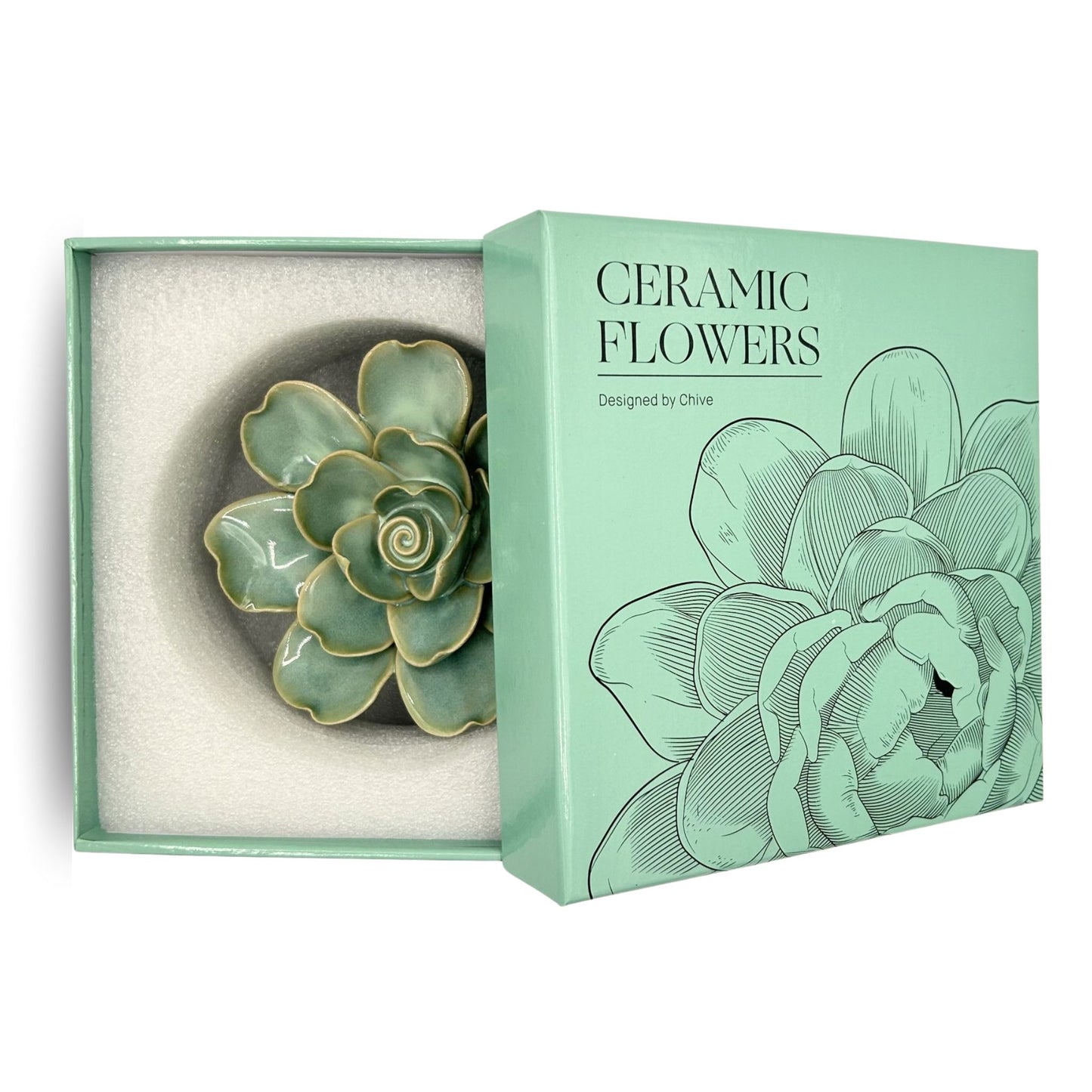 Milk Teal Tahitian Gardenia Ceramic Floral Wall Art