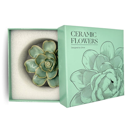 Milk Teal Tahitian Gardenia Ceramic Floral Wall Art