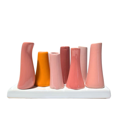 Mini Bud Vases in Pink and Orange