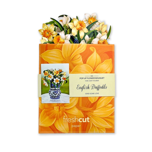 Mini English Daffodil Pop Up Card Yellow and Blue Flowers