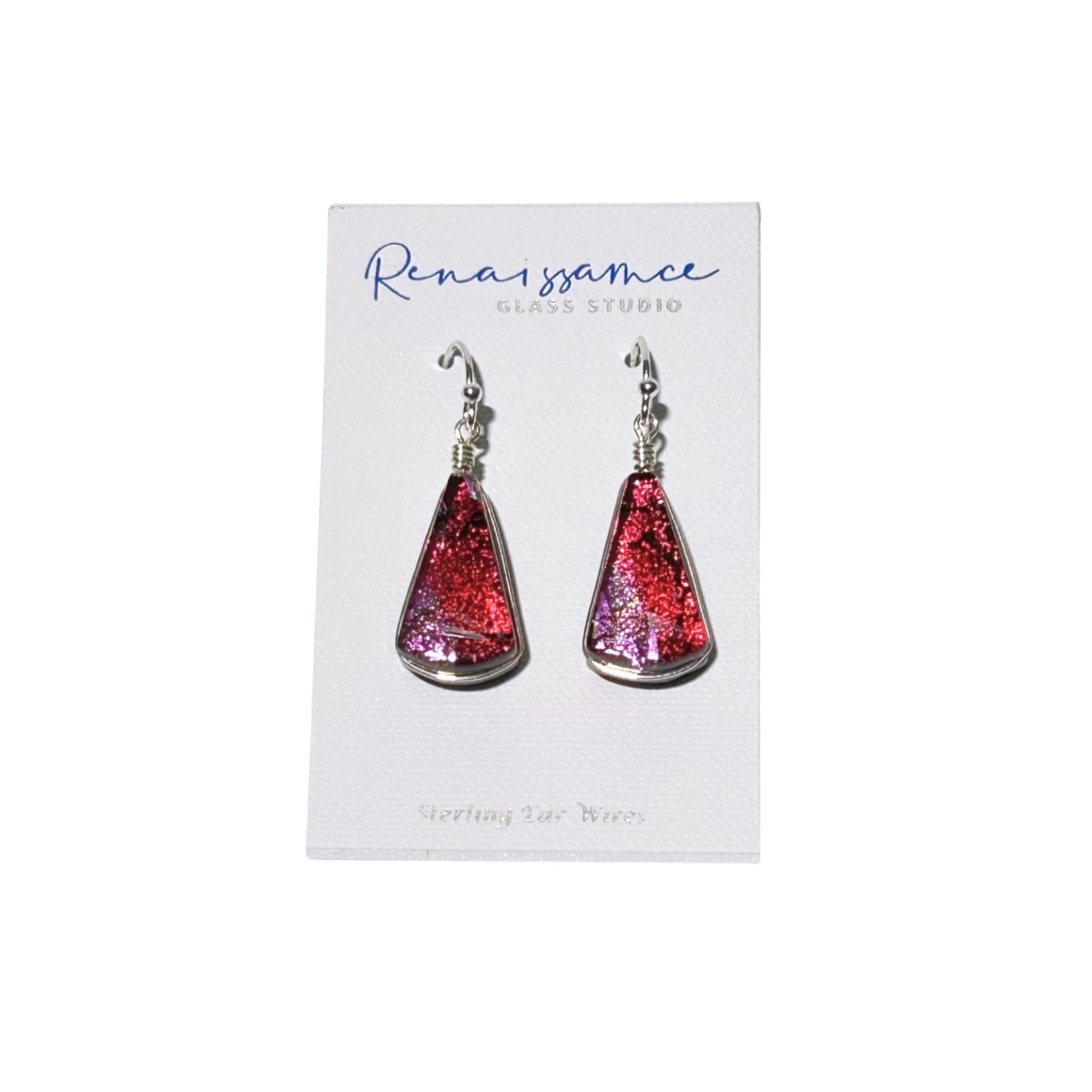 Mini  Fan Earrings Cranberry Red