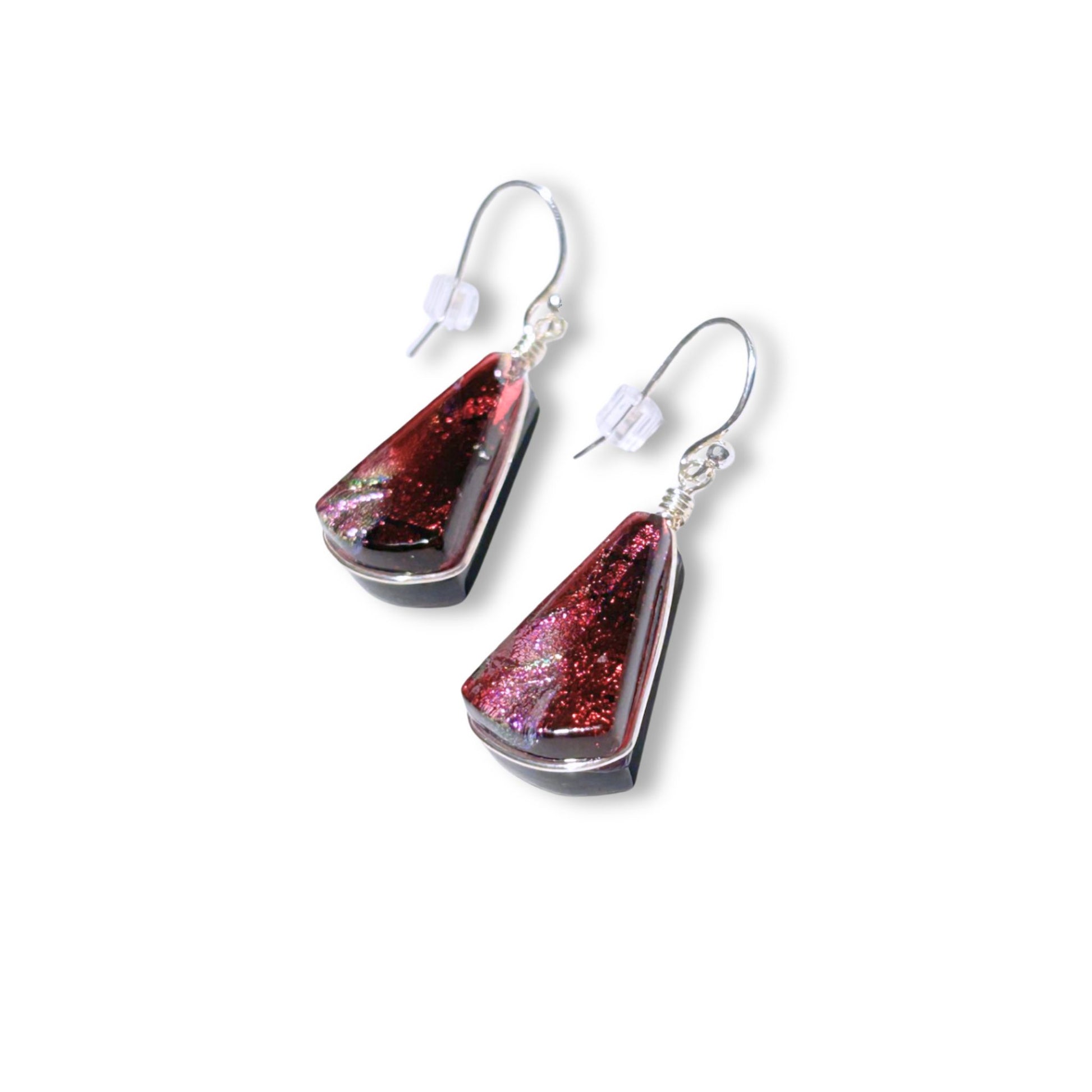 Mini Fan Earrings Renaissance Glass Studio - Cranberry Red