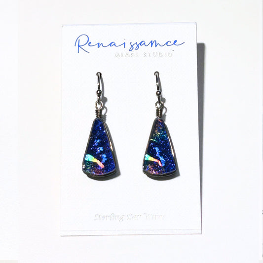 Mini Fan Earrings - Rainbow Blue