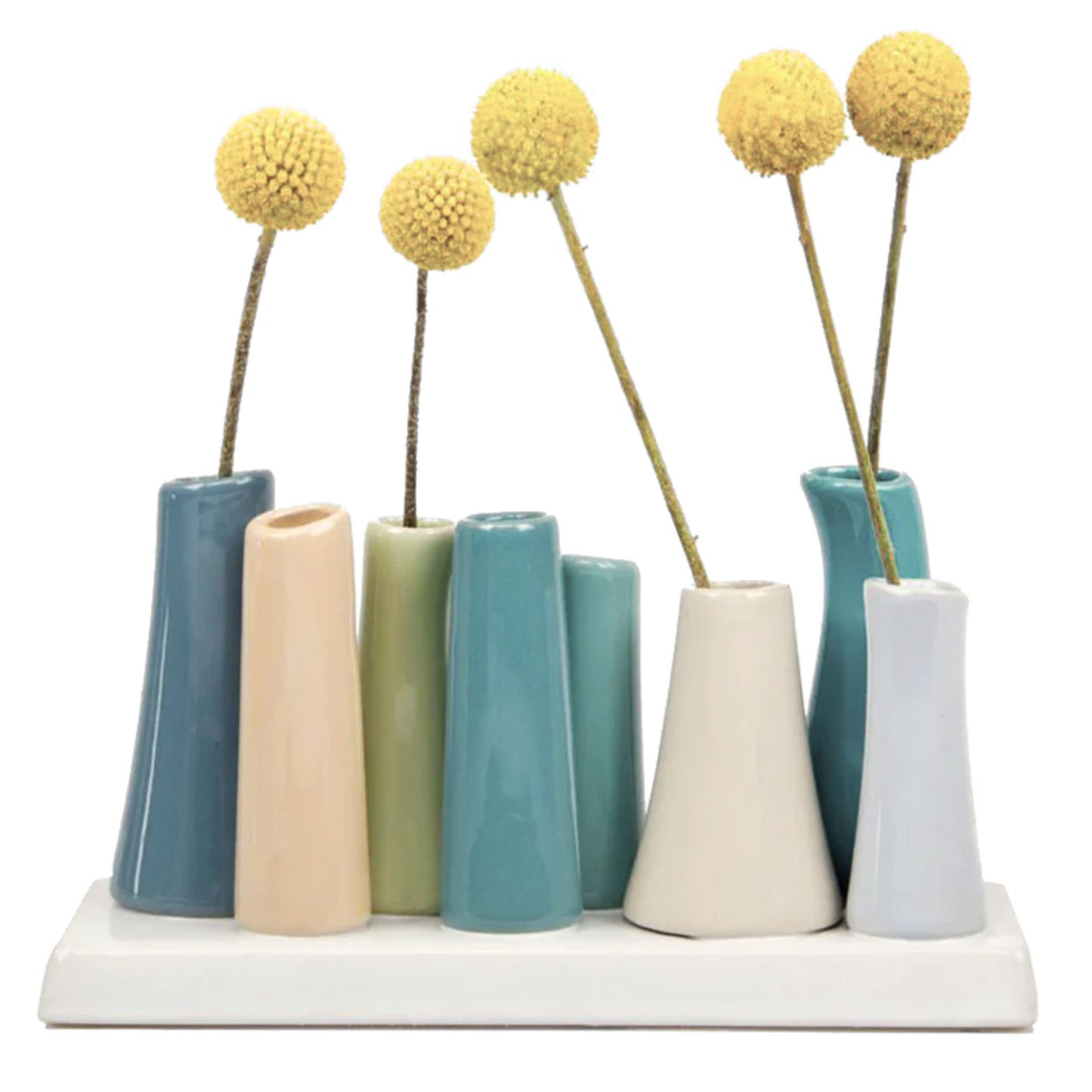 Mini Vases in Shades of Blue and Gray