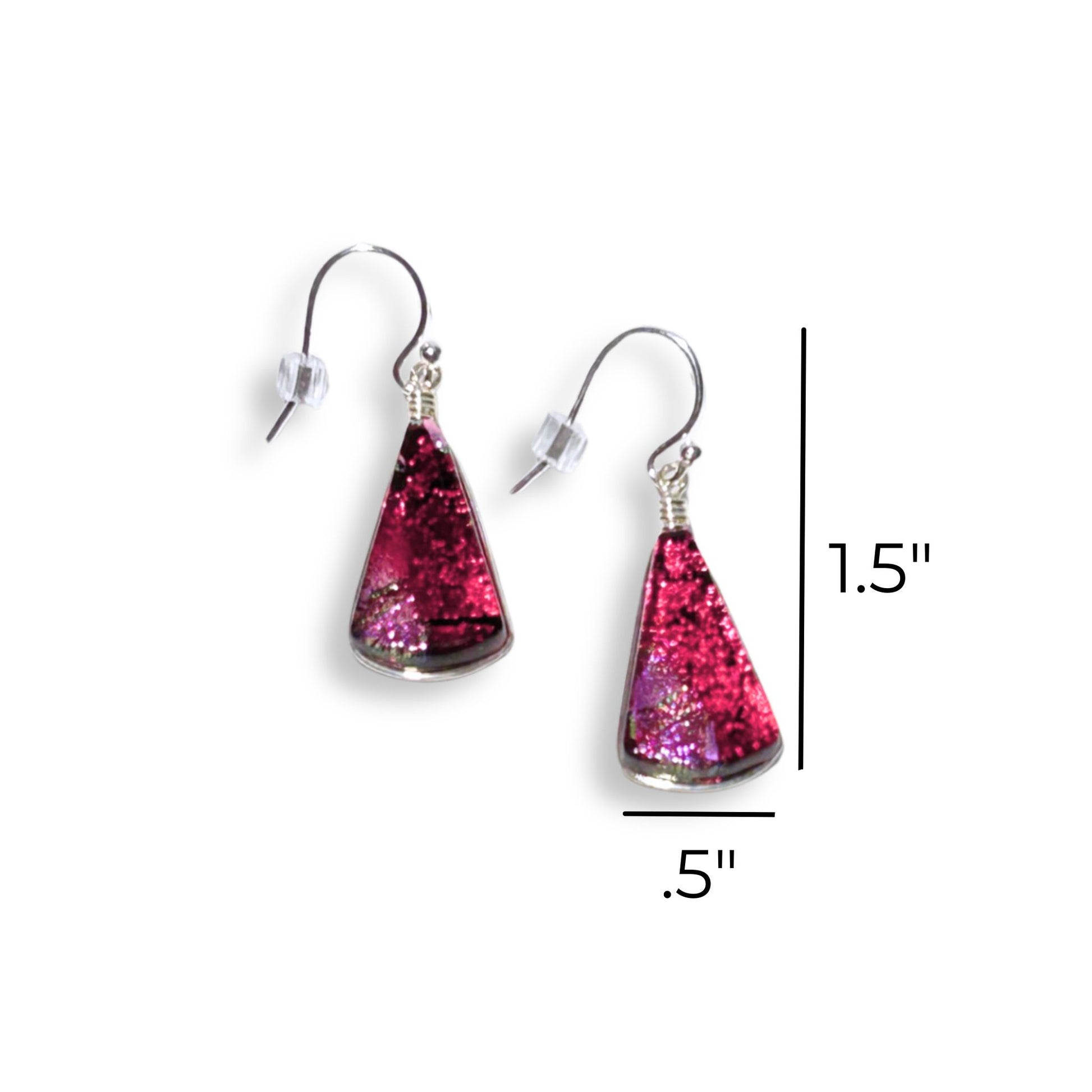 Mini Fan Earring Cranberry Red and Pink