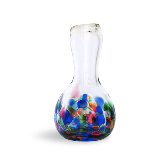 Mom's Little Vase Karen's Birthday Green, Pink Blue Handblown Glass