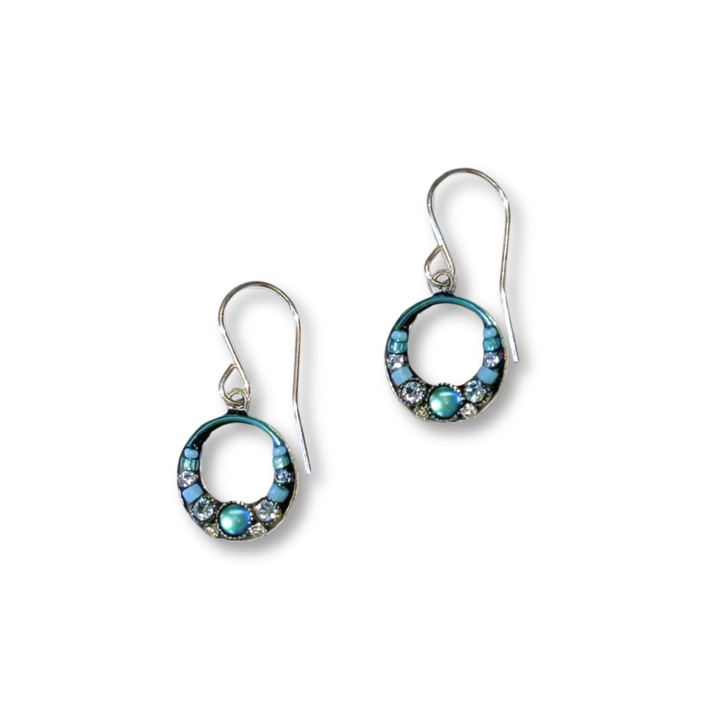 Moonlight Light Blue Turquoise Hoop Earrings