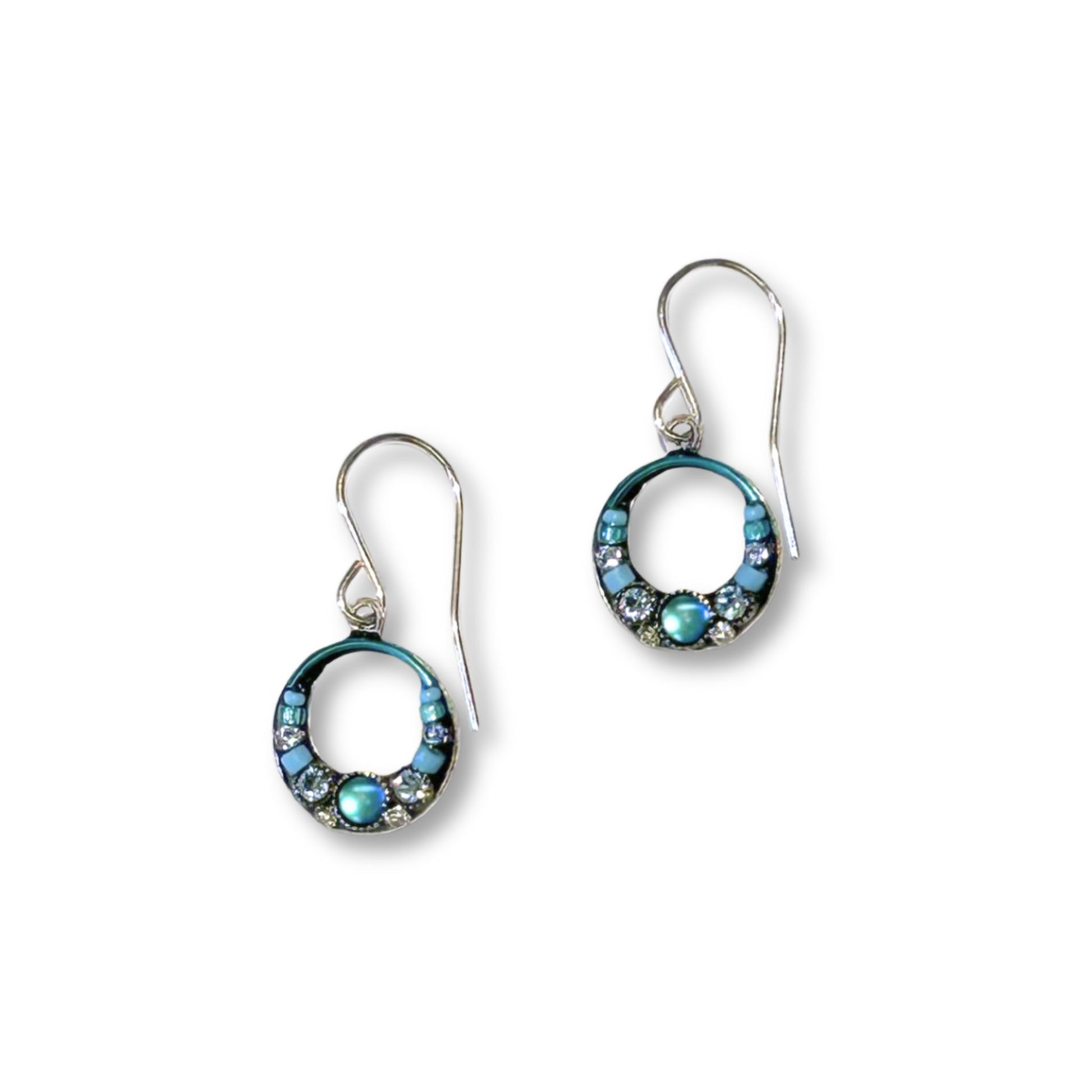 Moonlight Light Blue Turquoise Hoop Earrings