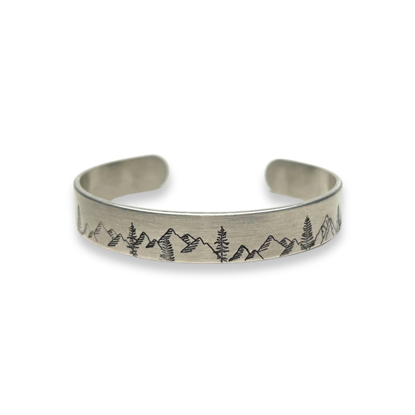 Mountain and Tree Silver Cuff Bracelets The Wildsmith