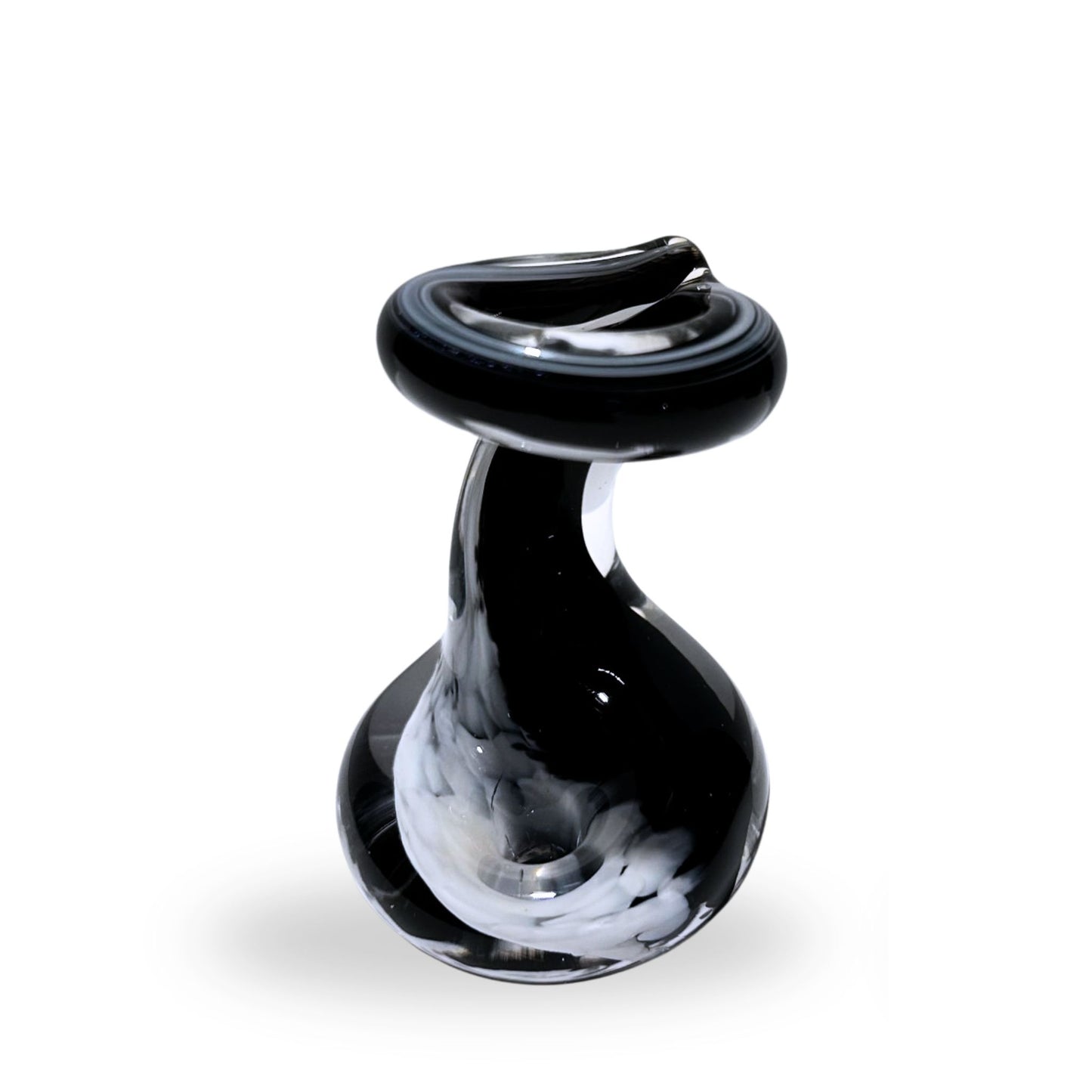 Pen Holder - Black and White Blown Glass Gift
