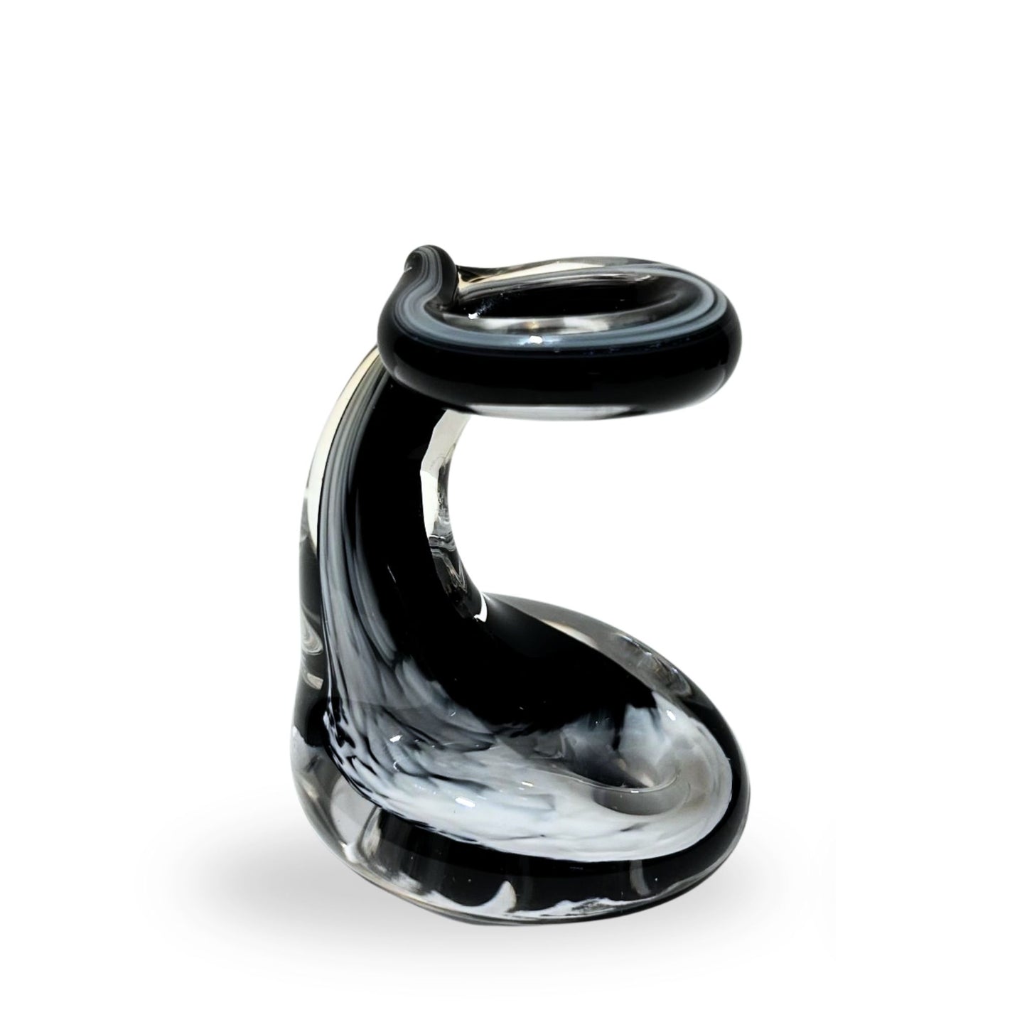 Pen Holder - Black and White Fire and Fern Glass Gift
