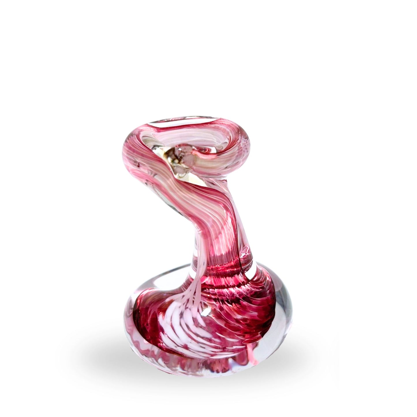 Pen Holder - Cranberry Pink Blown Glass Gift
