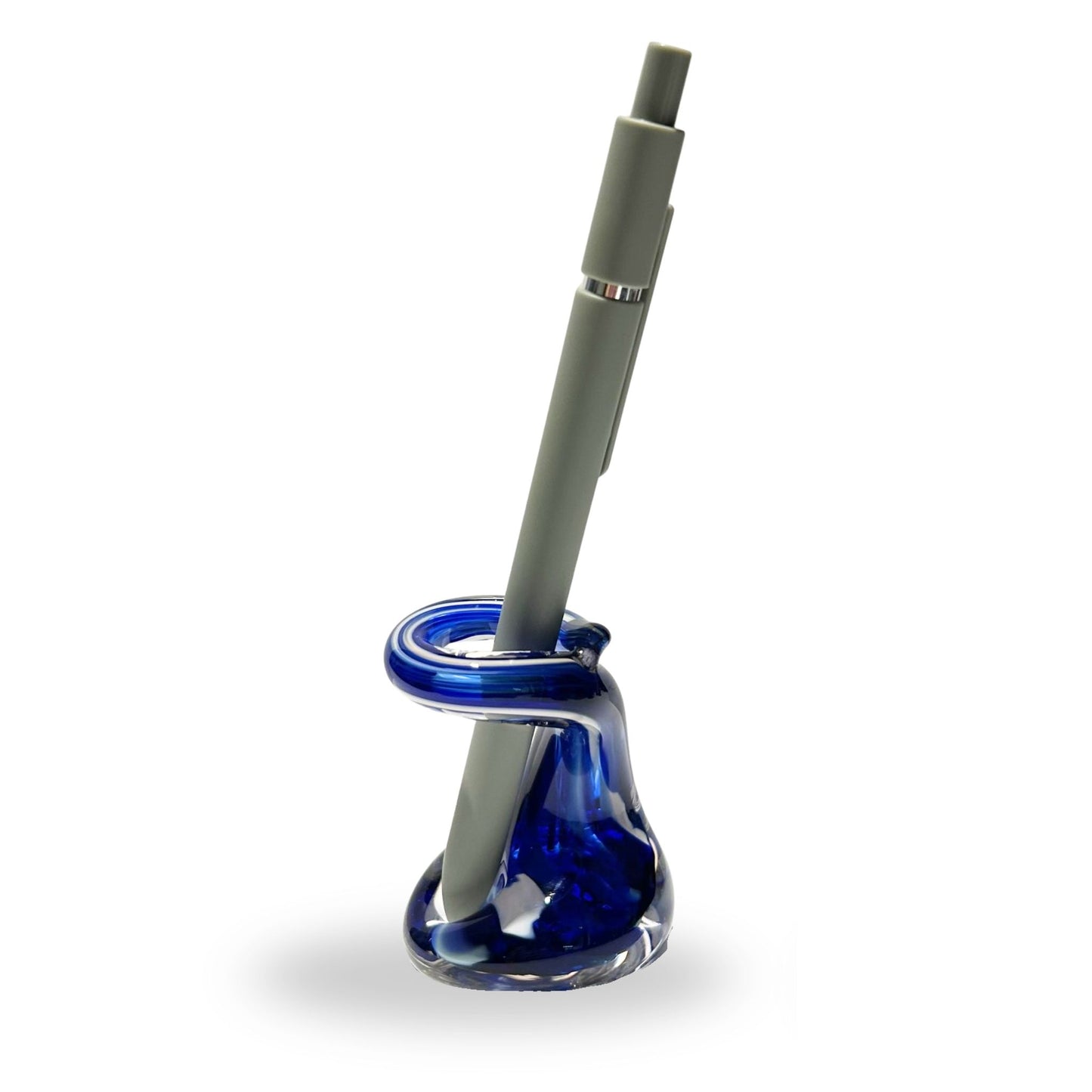 Pen Holder - Glacier Blue and White fire and Fern Glass Studio