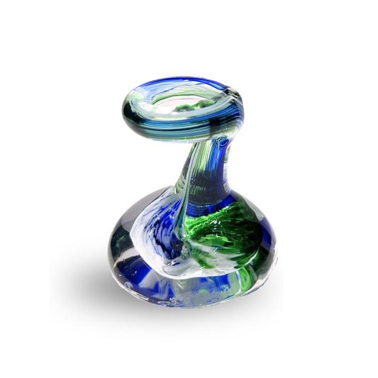 Pen Holder Blue White and Green Glass