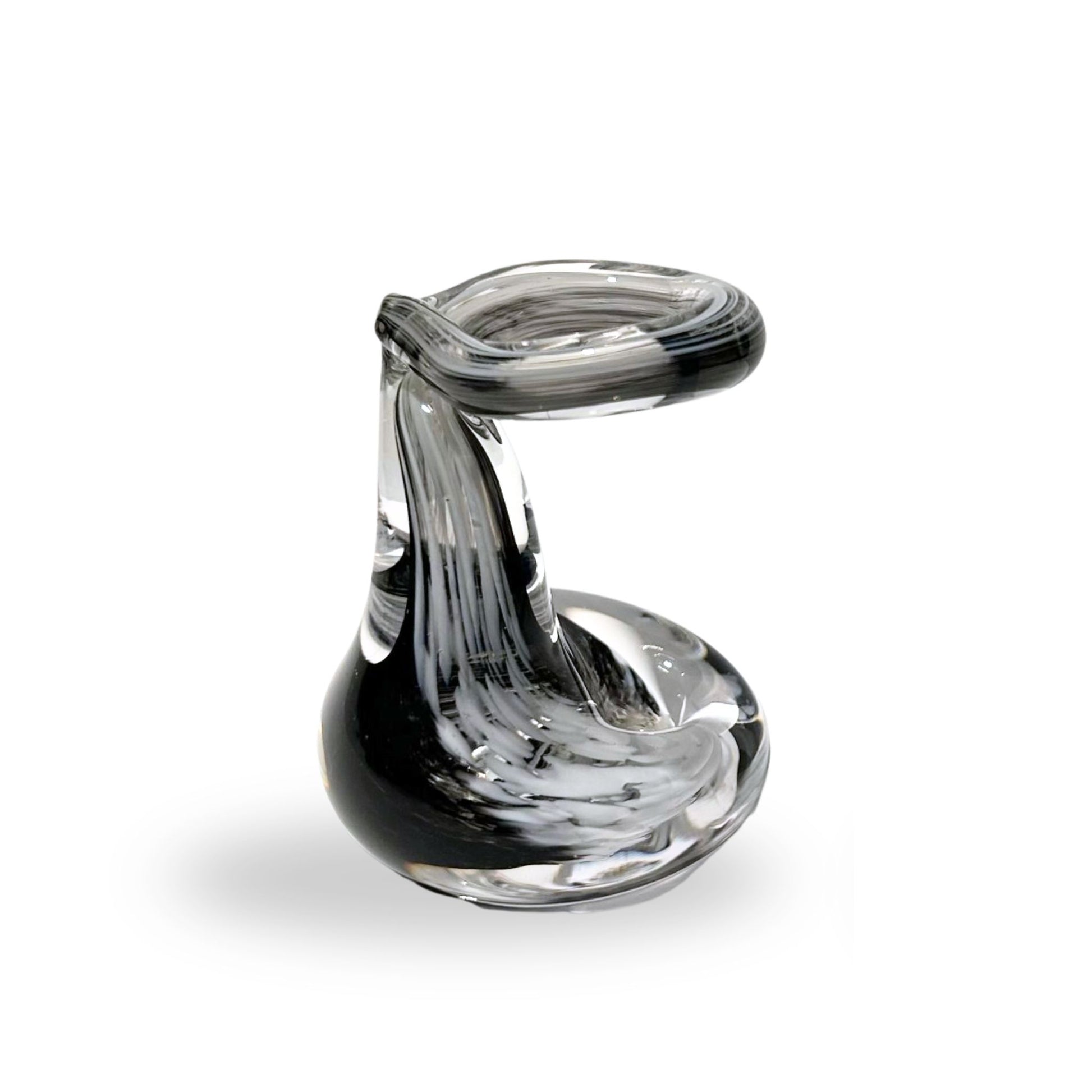 Pen Holder Grey and White Fern and Fire Glass