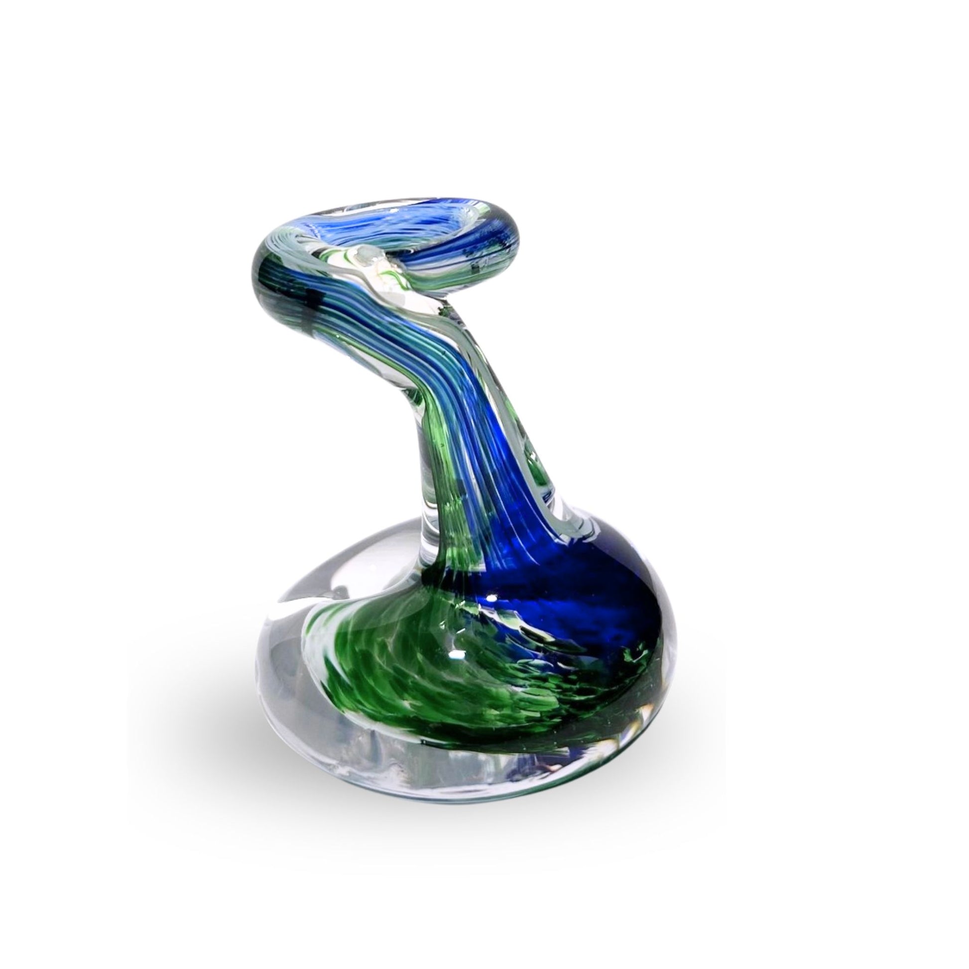 Pen Holder Handblown Glass Gift Kelley Green and Royal Blue