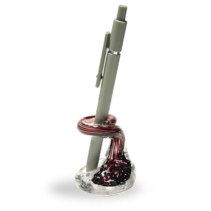 Pen Holder Maroon Wine Blown Glass Gift