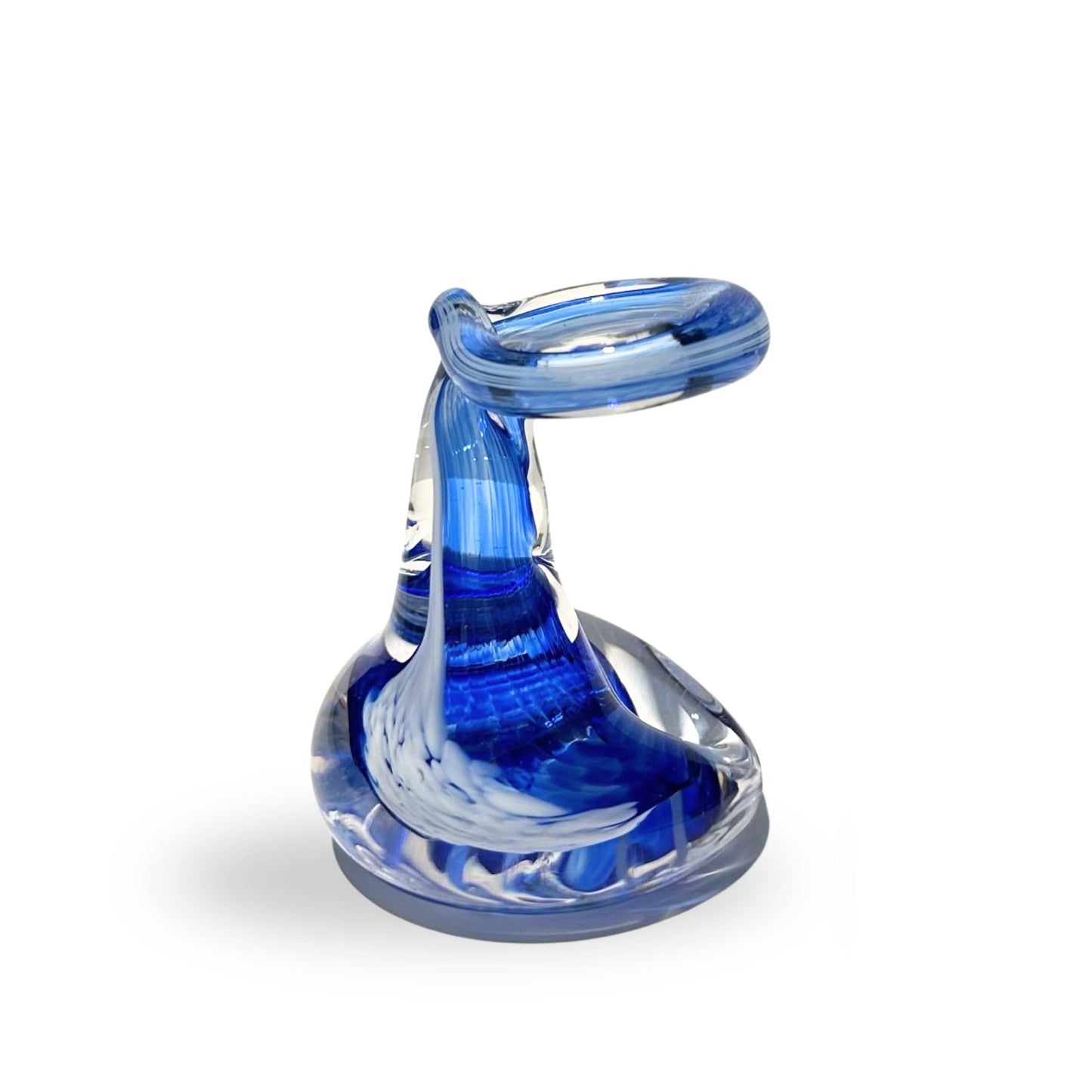 Pen Holder Middle Blue Blown Glass