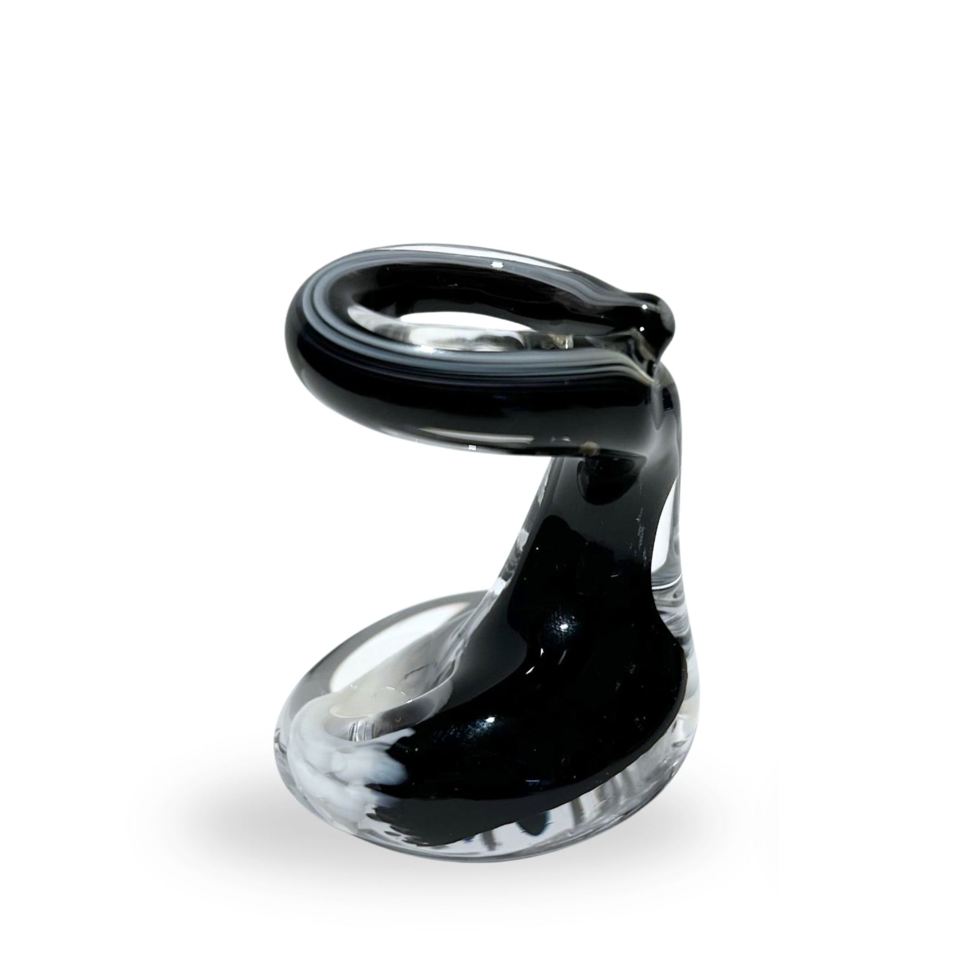 Pen Holder - Black and White Glass Office Gift 