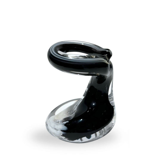 Pen Holder - Black and White Glass Office Gift 