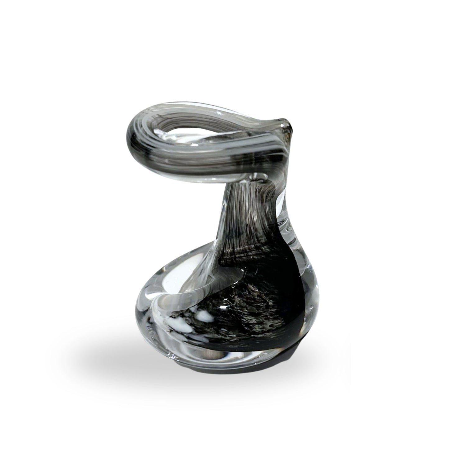 Pen Holder Grey and White Glass Present