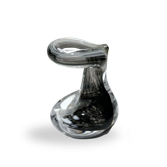 Pen Holder Grey and White Glass Present
