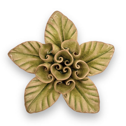 Peridot Green Maiden Lotus Ceramic Flower