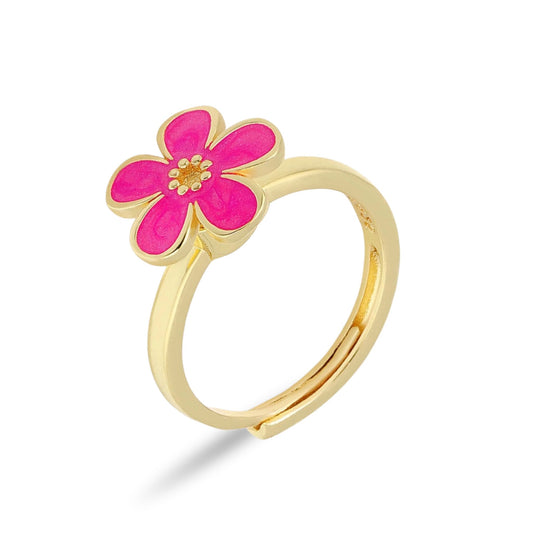 Pink Flower Spinner Ring