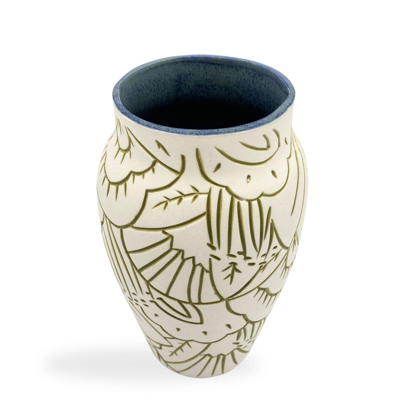 Porcelain vase with bud green floral accents