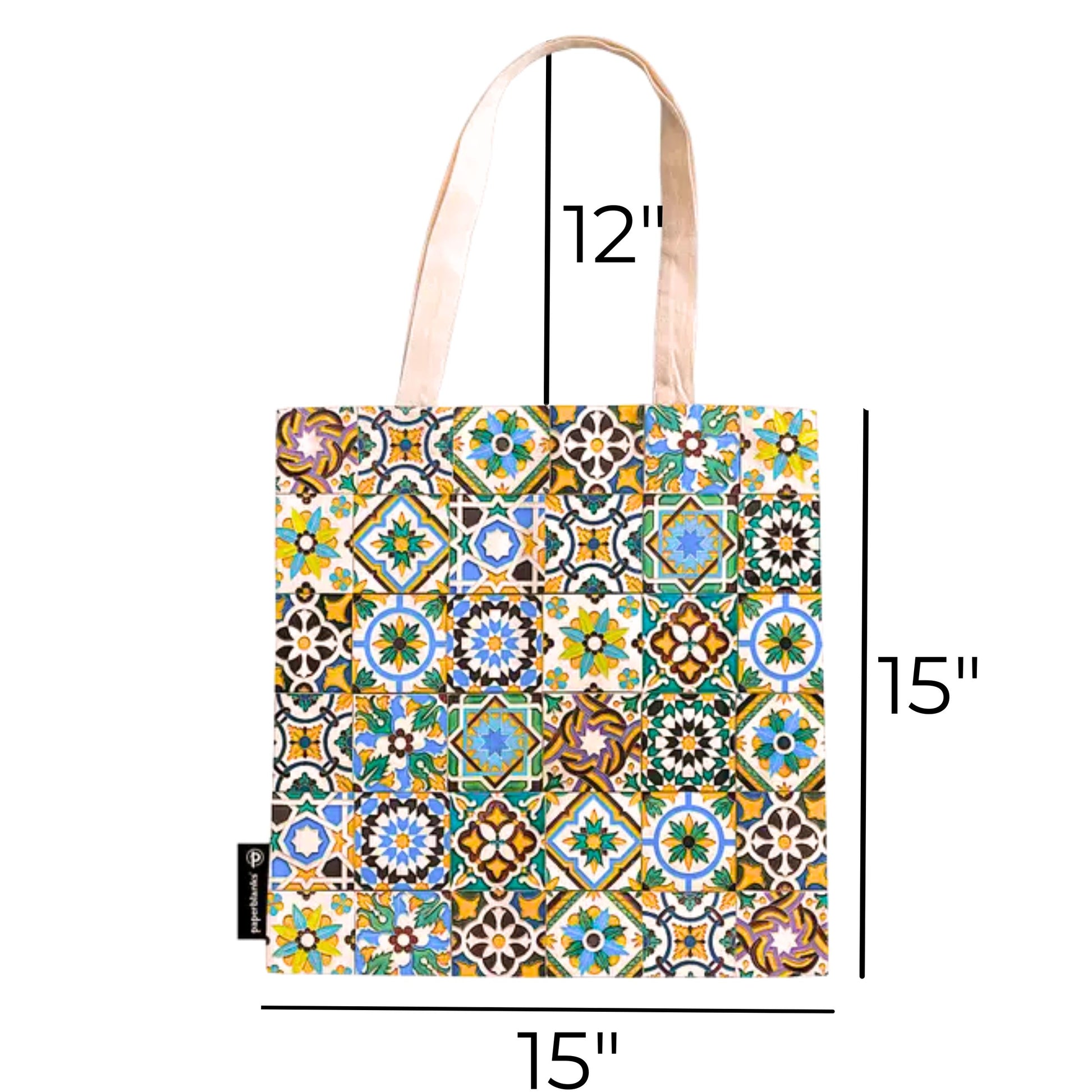 Portuguese Tiles Canvas Tote Bag Colorful