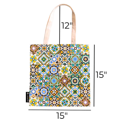 Portuguese Tiles Canvas Tote Bag Colorful