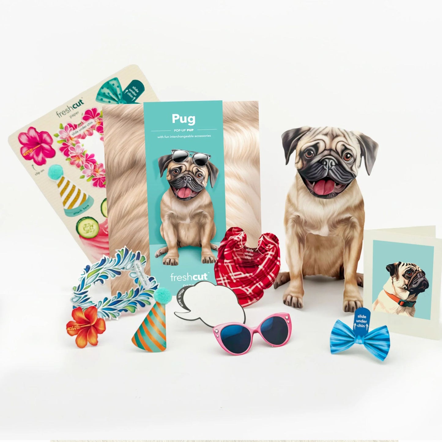 Pug Dog Paper Pop Up Greeting Card