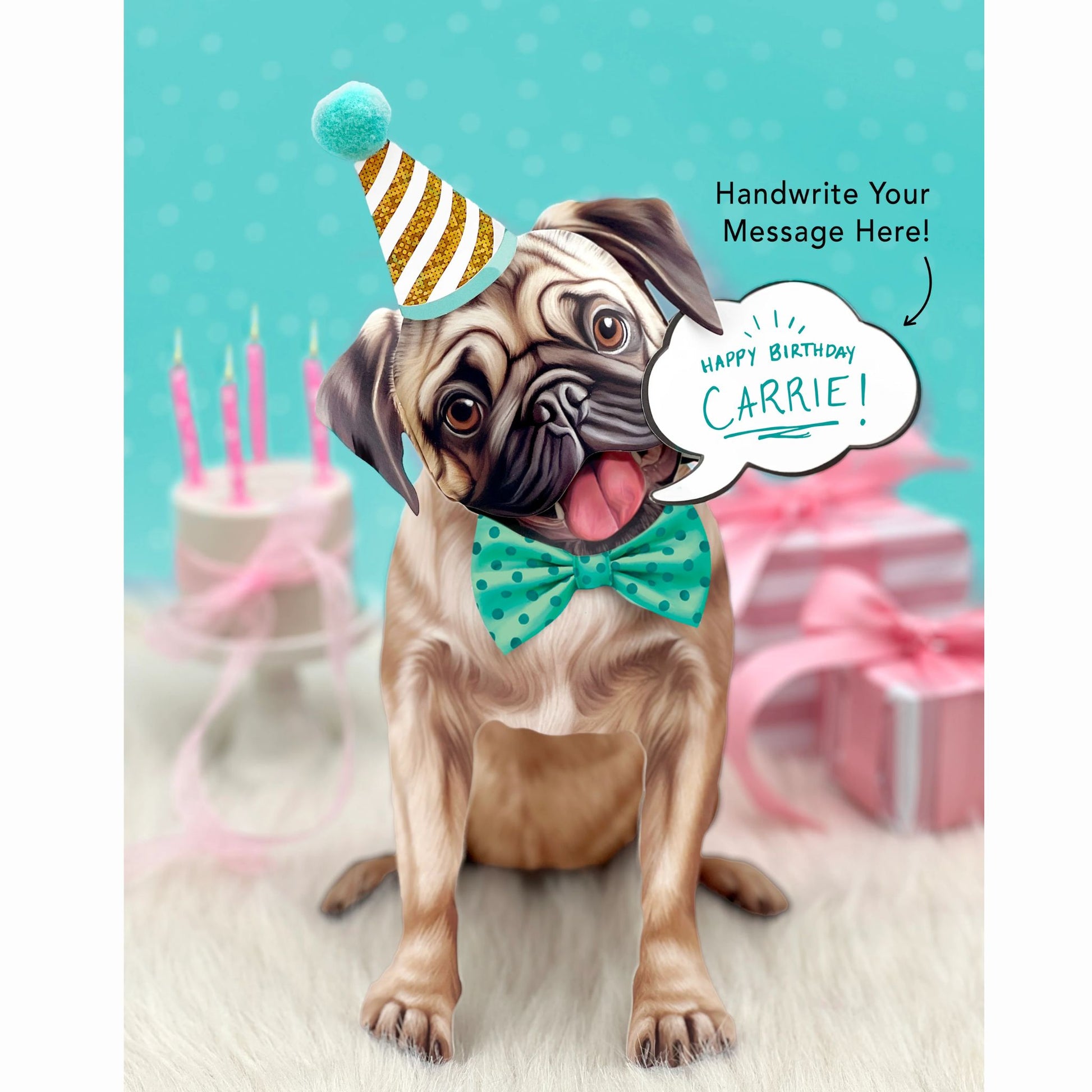 Pug Greeting Card Fresh Cut