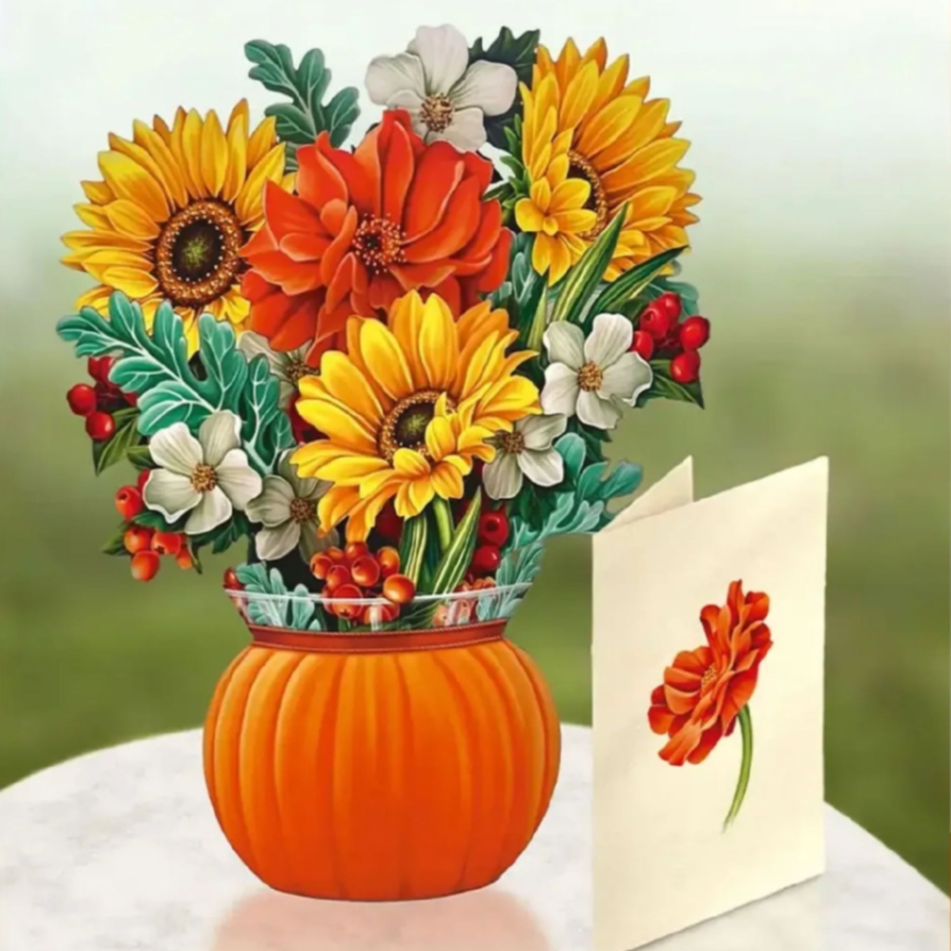 Pumpkin Spice Autumn Floral Pop Up Card